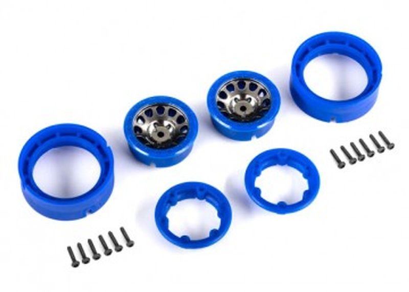 Traxxas Fälg Method Race 105 Beadlock Svart/Blå 1.0" (2) (9781-BLKBL)