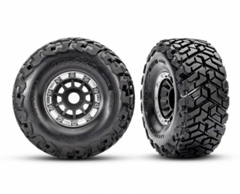 Traxxas Däck & Fälg Förstärkta Svart/Krom Maxx Slash (2) (10272-BLK)