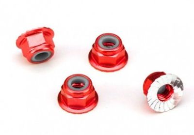Traxxas Låsmutter Fläns M4 Alu Röd (4) (1747A)