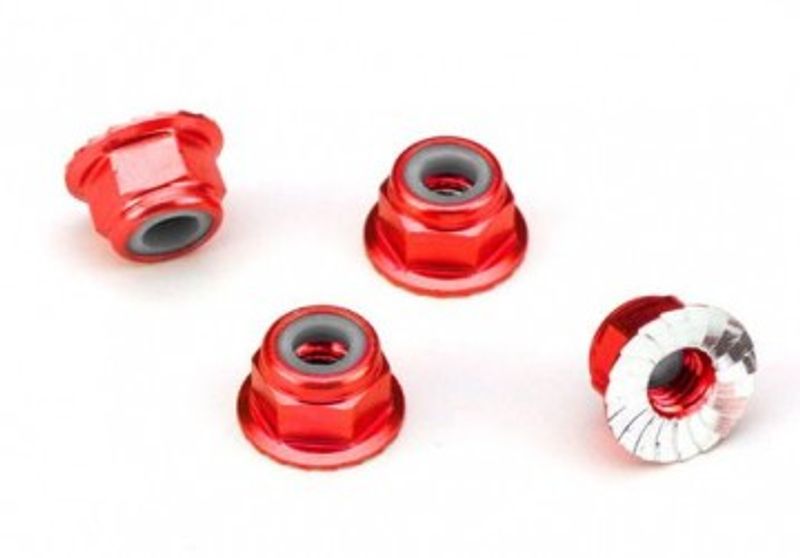 Traxxas Låsmutter Fläns M4 Alu Röd (4) (1747A)