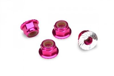 Traxxas Låsmutter Fläns M4 Alu Rosa (4) (1747P)