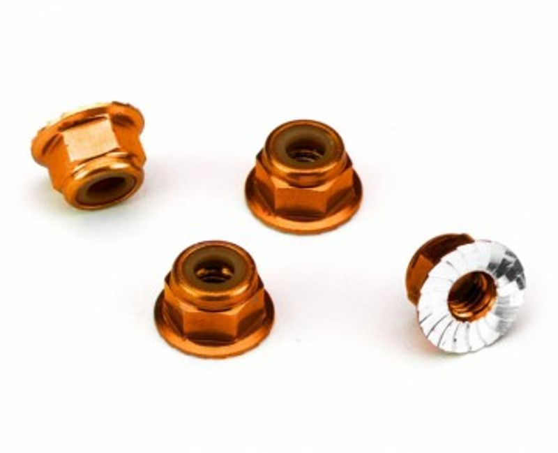 Traxxas Låsmutter Fläns M4 Alu Orange (4) (1747T)