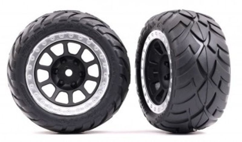 Traxxas Däck & Fälg Anaconda / Grå Kromad Ring  2.2" Bak (2) (2478G)