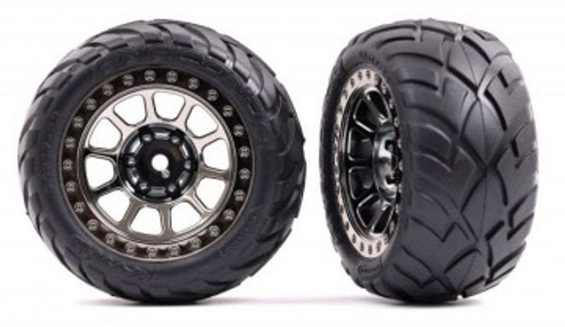 Traxxas Däck & Fälg Anaconda / Svart Krom 2.2" Bak (2)* (2478T)