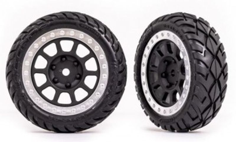 Traxxas Däck & Fälg Anaconda / Grå med Kromad Ring 2.2" 2WD Fram (2) (2479G)