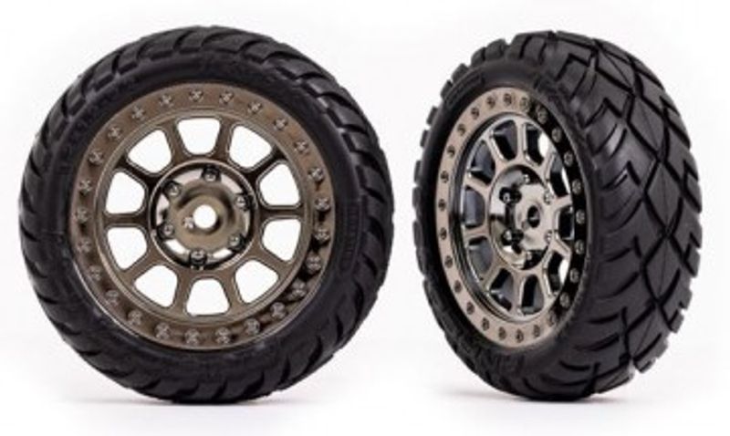 Traxxas Däck & Fälg Anaconda / Svart Krom 2.2" 2WD Fram (2) (2479T)