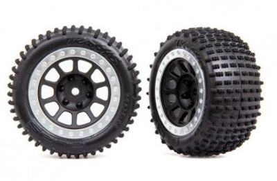 Traxxas Däck & Fälg Alias Medium / Grå Kromad Ring  2.2" Bak (2) (2470G)