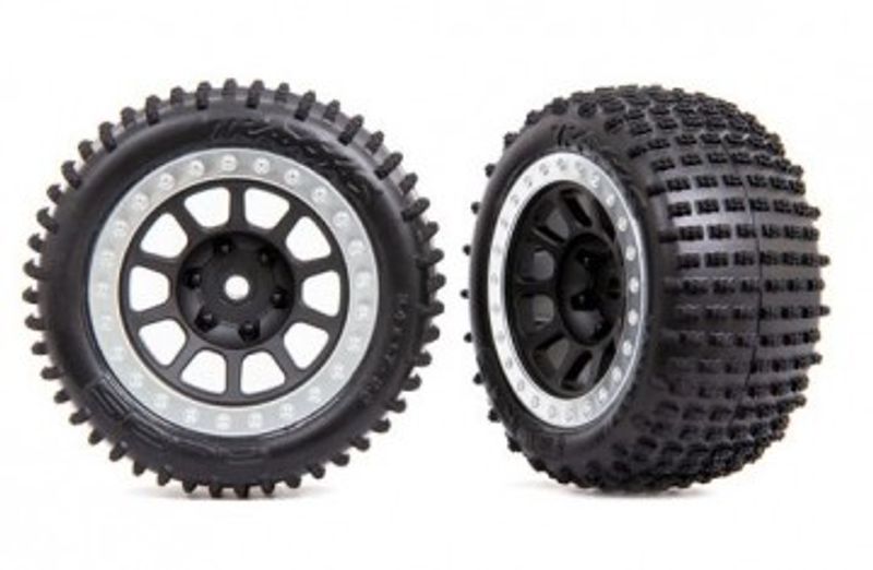 Traxxas Däck & Fälg Alias Medium / Grå Kromad Ring  2.2" Bak (2) (2470G)