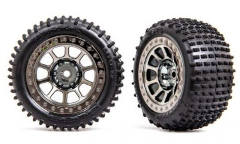 Traxxas Däck & Fälg Alias Medium / Svart Krom 2.2" Bak (2) (2470T)
