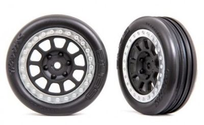 Traxxas Däck & Fälg Alias Ribbed Medium / Grå med Kromad Ring 2.2" 2WD Fram (2) (2471G)