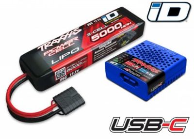 Traxxas Laddare USB-C och 3S 11,1v 5000mAh LiPo Batteri Combo (2985-3S)