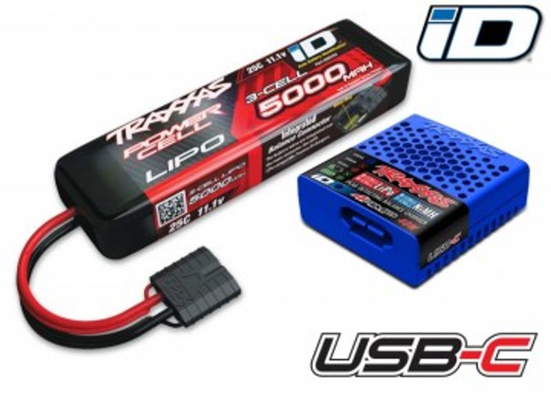 Traxxas Laddare USB-C och 3S 11,1v 5000mAh LiPo Batteri Combo (2985-3S)