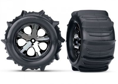 Traxxas Däck & Fälg Paddel/ All-Star Svart Krom 2.8" TSM Bak (2) (3689)