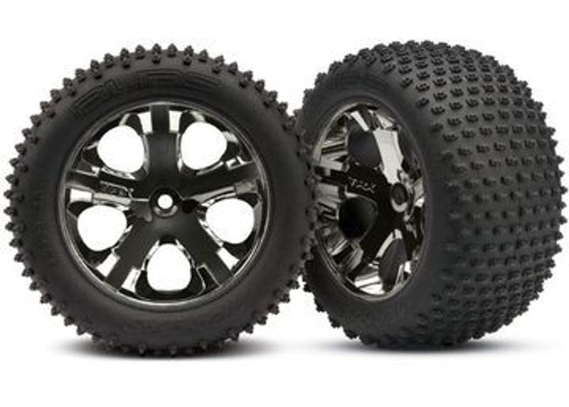 Traxxas Däck & Fälg Alias/All-Star Svart Krom 2.8" TSM Bak (2) (3770A)