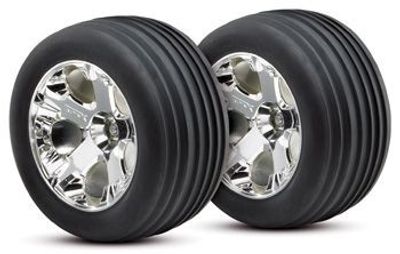 Traxxas Däck & Fälg Ribbed/All-Star Krom 2.8" Fram (2) (3771)