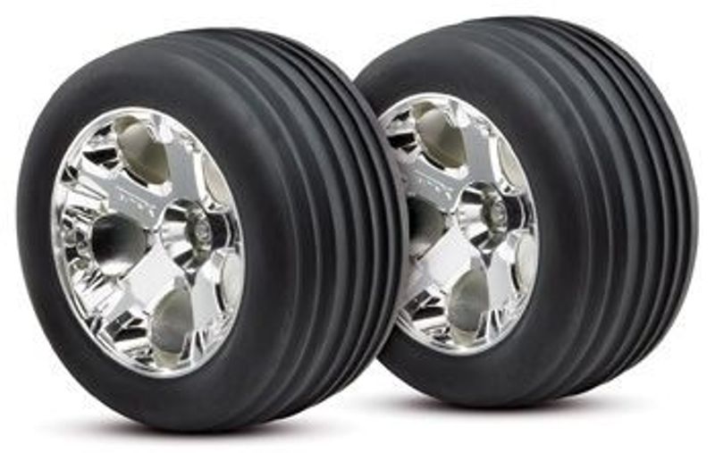 Traxxas Däck & Fälg Ribbed/All-Star Krom 2.8" Fram (2) (3771)