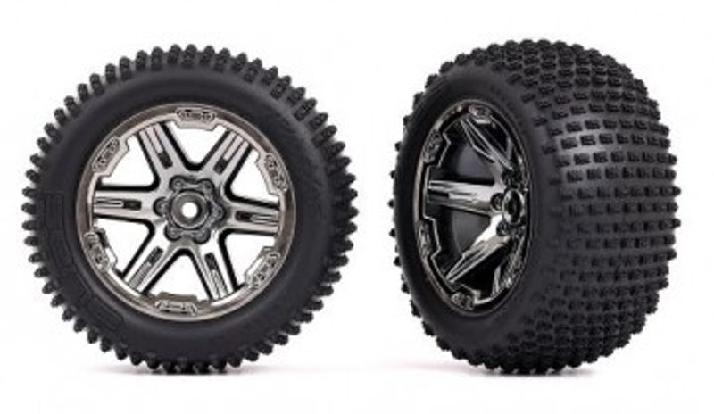 Traxxas Däck & Fälg Alias / RXT Svart Krom 2.8" Bak (TSM-Rated) (2) (3772R)