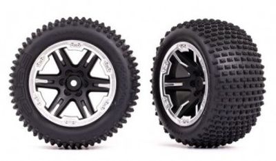 Traxxas Däck & Fälg Alias / RXT Svart med Kromad Ring 2.8" Bak (TSM-Rated) (2) (3772X)