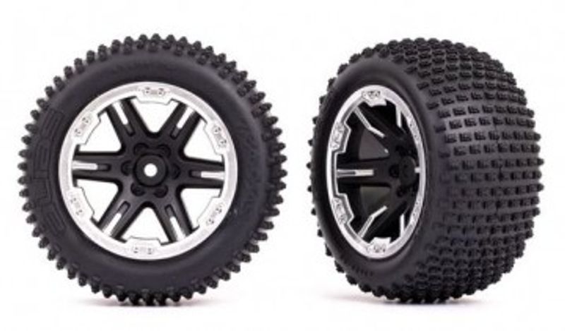 Traxxas Däck & Fälg Alias / RXT Svart med Kromad Ring 2.8" Bak (TSM-Rated) (2) (3772X)
