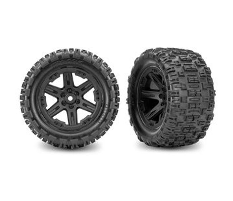 Traxxas Däck & Fälg RXT Svart 2.8" 2WD Bak (2) (3797-BLK)