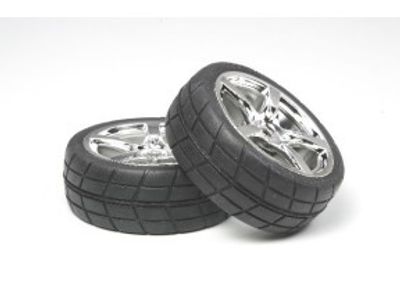 TAMIYA RC 5 SPOKE METAL PLATED WHEELS 24MM GLUED