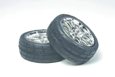 TAMIYA RC 10 SPOKE METAL PLATED WHEELS 24MM GLUED