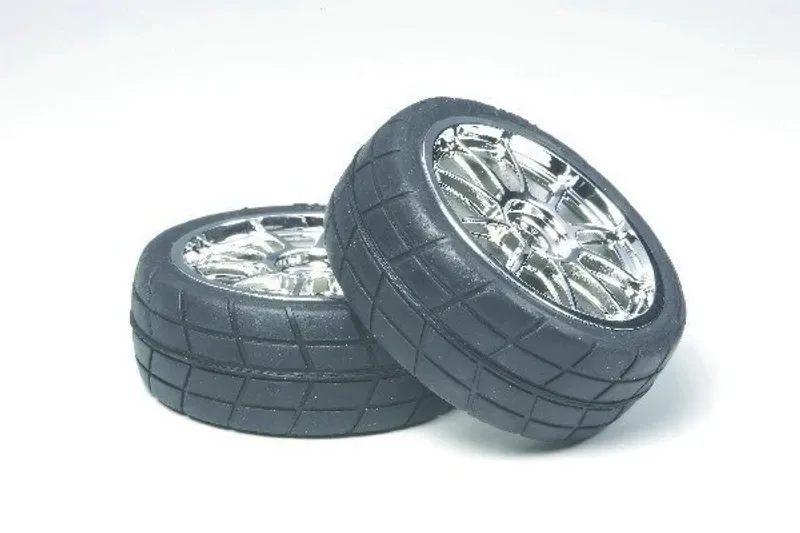TAMIYA RC 10 SPOKE METAL PLATED WHEELS 24MM GLUED