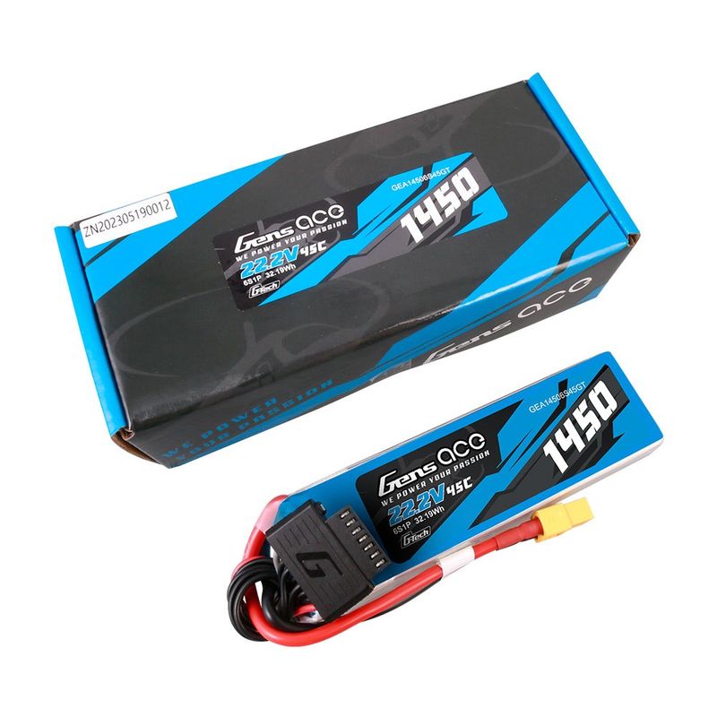 Gens ace 1450mAh 6S 45C 22,2V LiPo-batteri – XT60 kontakt – Ace Classic
