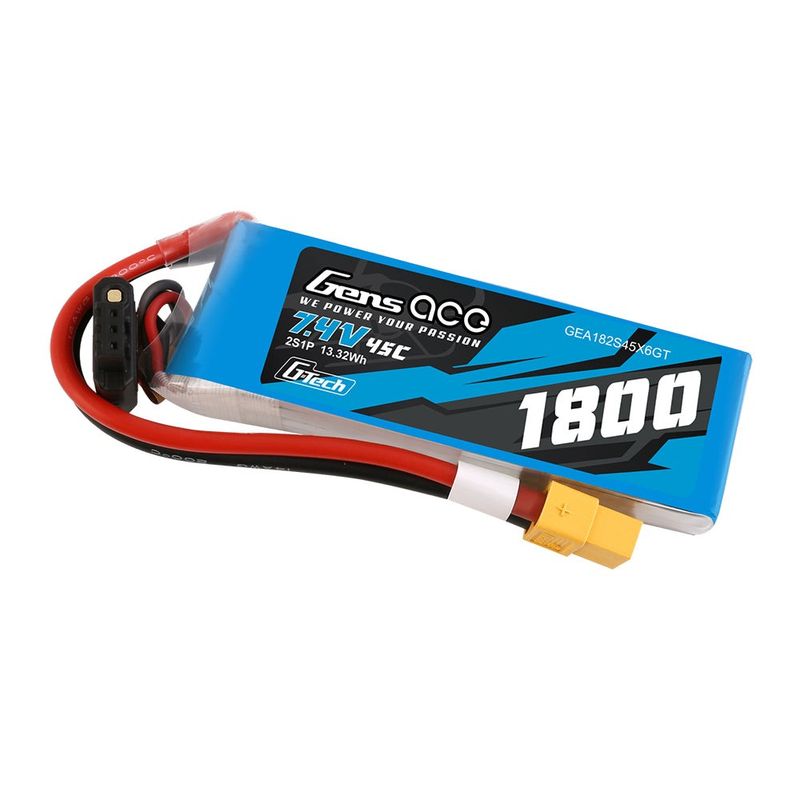 Gens ace 1800mAh 2S 45C 7,4V LiPo-batteri – XT60 kontakt – Ace Classic