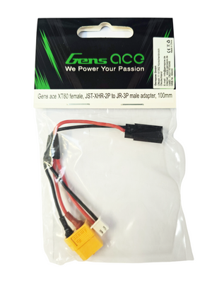 Gens ace XT60 hona, JST-XHR-2P to JR-3P hane adapter, 100mm