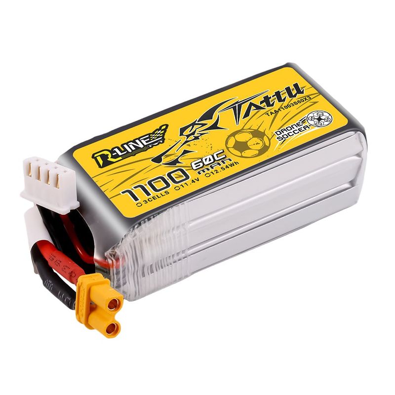 Tattu 1100mAh 3S 60C 11,4V(HV) LiPo-batteri – XT30 kontakt – R-Line