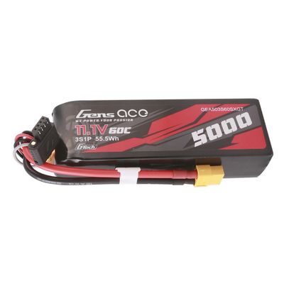 Gens ace 5000mAh 3S 60C 11,1V Shorty LiPo-batteri – XT60 kontakt – Car Classic