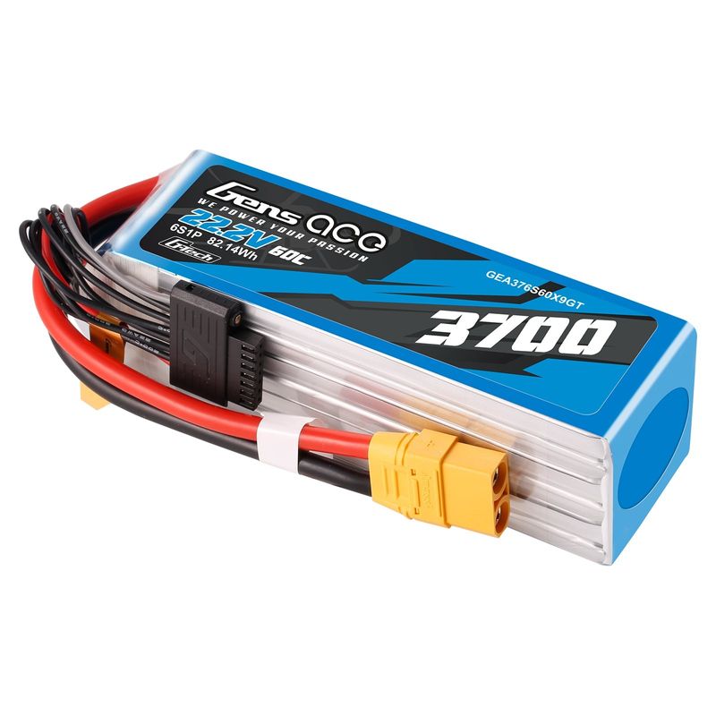 Gens ace 3700mAh 6S 60C 22,2V LiPo-batteri – XT90 kontakt – Heli