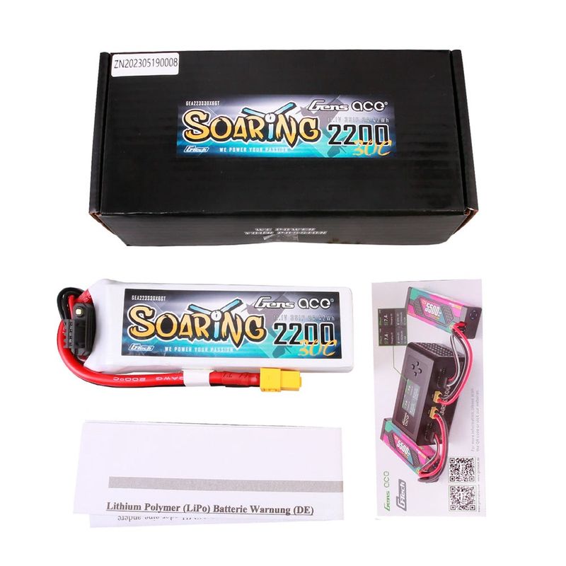 Gens ace Soaring 2200mAh 3S 11,1V 30C LiPo-batteri med XT60 – produktbild 5