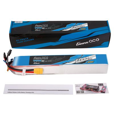 Gens ace 6000mAh 12S 80C 44,4V LiPo-batteri – XT90 kontakt – Sport (700 Helicopter)