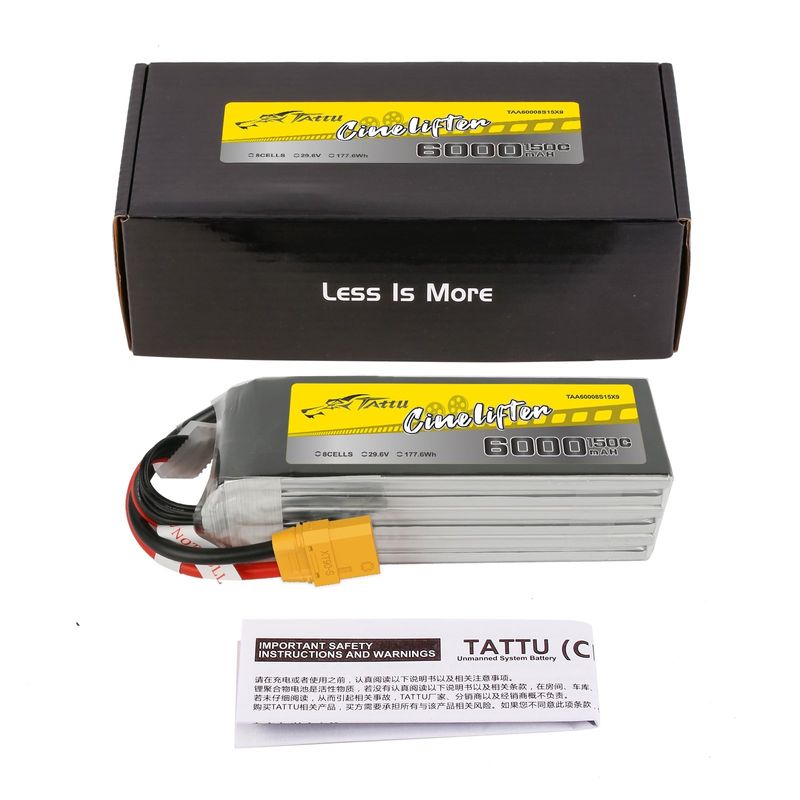 Tattu 6000mAh 8S 150C 29,6V LiPo-batteri – XT90-S kontakt – Cinelifter