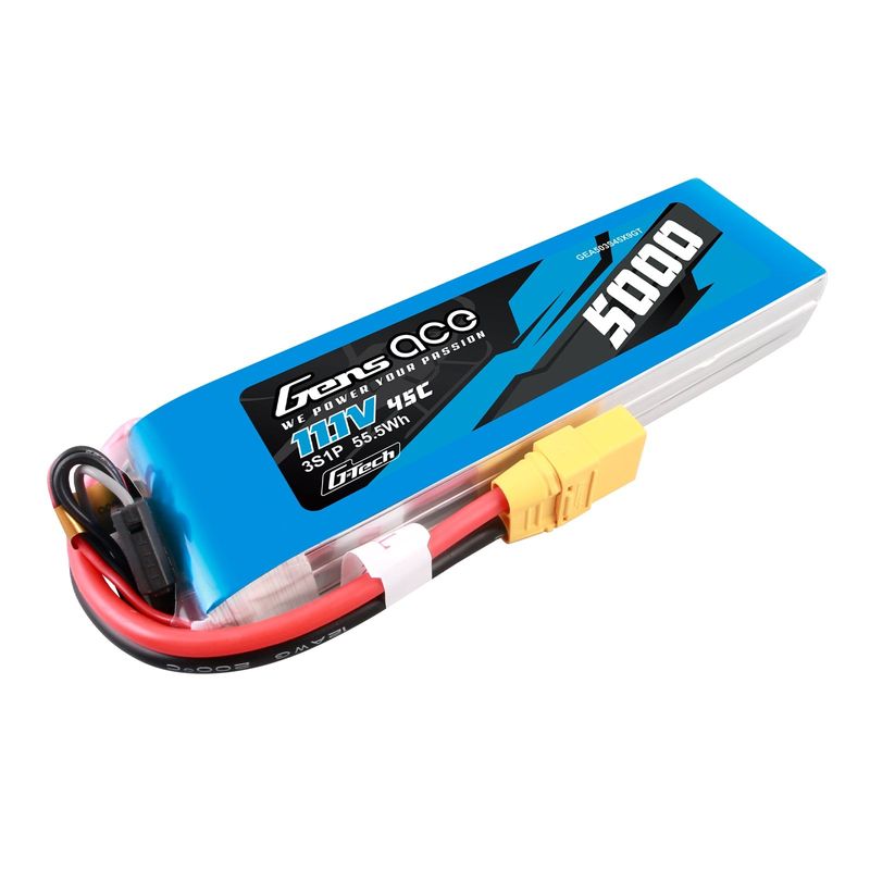 Gens ace 5000mAh 3S 45C 11,1V LiPo-batteri – XT90 kontakt – Ace Classic