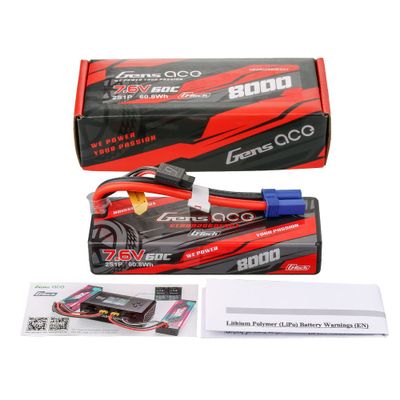 Gens ace 8000mAh 2S 60C 7,6V(HV) LiPo-batteri – EC5 kontakt – Car Classic