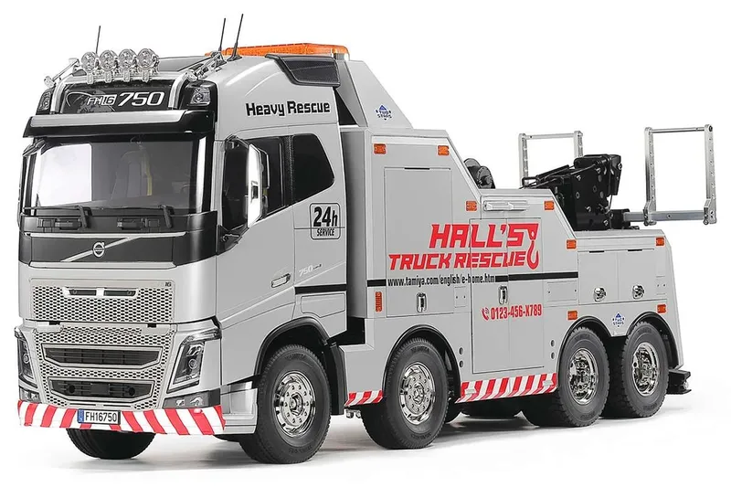 TAMIYA 1/14 R/C Volvo FH16 750 8x4 Tow Truck (Silver Edit