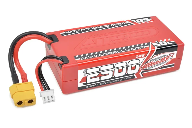 Team Corally - 50C LiPo Battery - 2500mAh - 7.4V - Shorty 2S - XT-60 Punisher / Furago XD