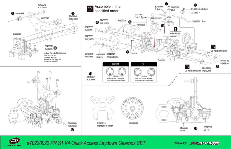 PR S1 V4 Quick Access Laydown Gearbox Set