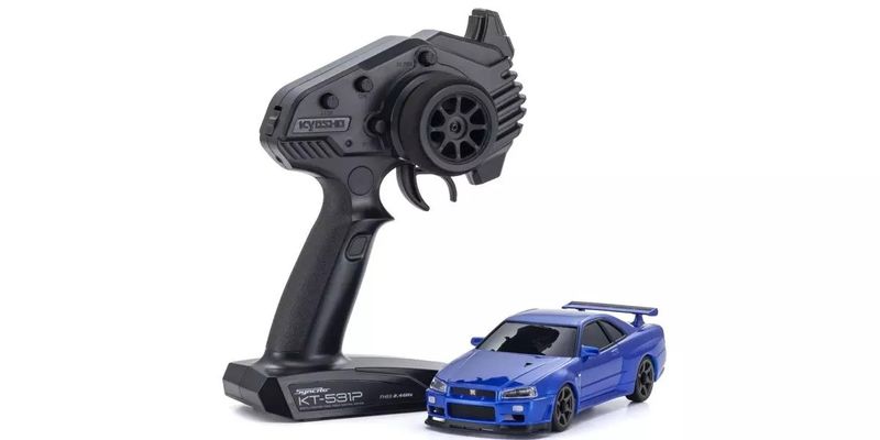 Kyosho Mini-Z AWD Nissan Skyline GT-R R34 Metallic blå (MA020N-L)