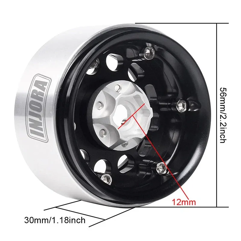 INJORA 4PCS 1.9" Aluminum Beadlock Wheels för 1/10 RC Crawler