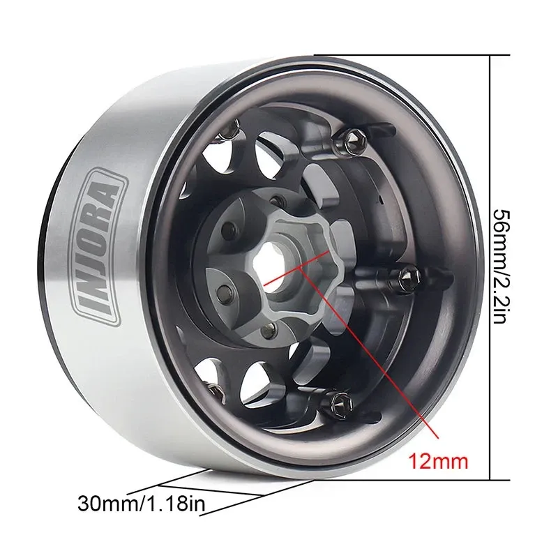 INJORA 4PCS 1.9" Aluminum Alloy Beadlock Wheel Rims for 1/10 RC Crawler