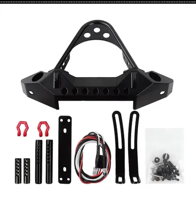 INJORA Svart Metall Front Bumper med lysen till TRX4 SCX10 & SCX10 II