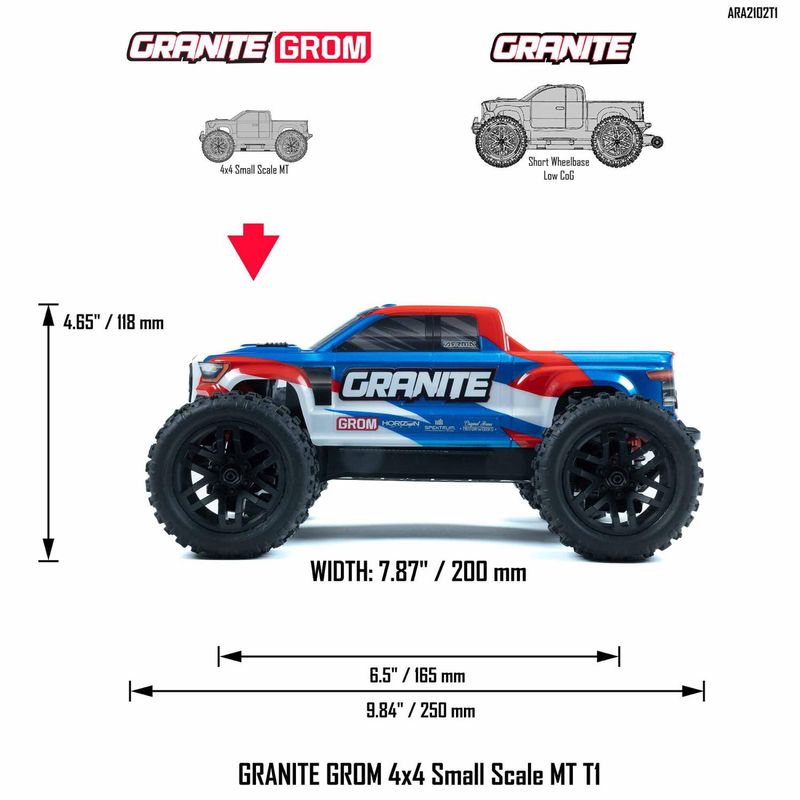 ARRMA Granite Grom 1/18 Mega 380 4x4 Borstad RTR