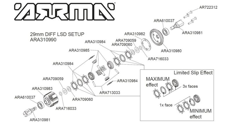 Differential Active F/B GP4 5mm 10T olja ARRMA Kraton 6S / Big Rock 6S