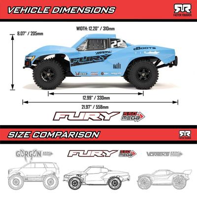 ARRMA Fury 1/10 2wd RTR Borstad Short Course (inkl. batteri/laddare)