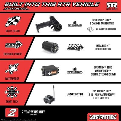 ARRMA Fury 1/10 2wd RTR Borstad Short Course (inkl. batteri/laddare)