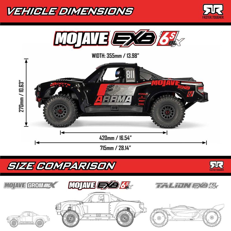 ARRMA 1/7 MOJAVE 6S EXB 4X4 RTR Brushless Desert Truck – Svart